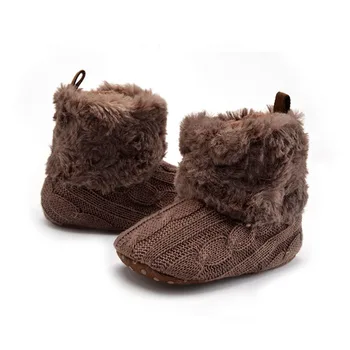 

Baby Infant Crochet Knit Fleece Boots Toddler Girls Wool Snow Crib Shoes Booties