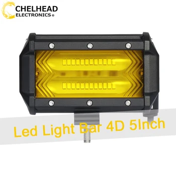 

2pcs flood led bar light driving day night lighting 4d 5'' 72w yellow white beam worklight bar for car moto bike truck boat