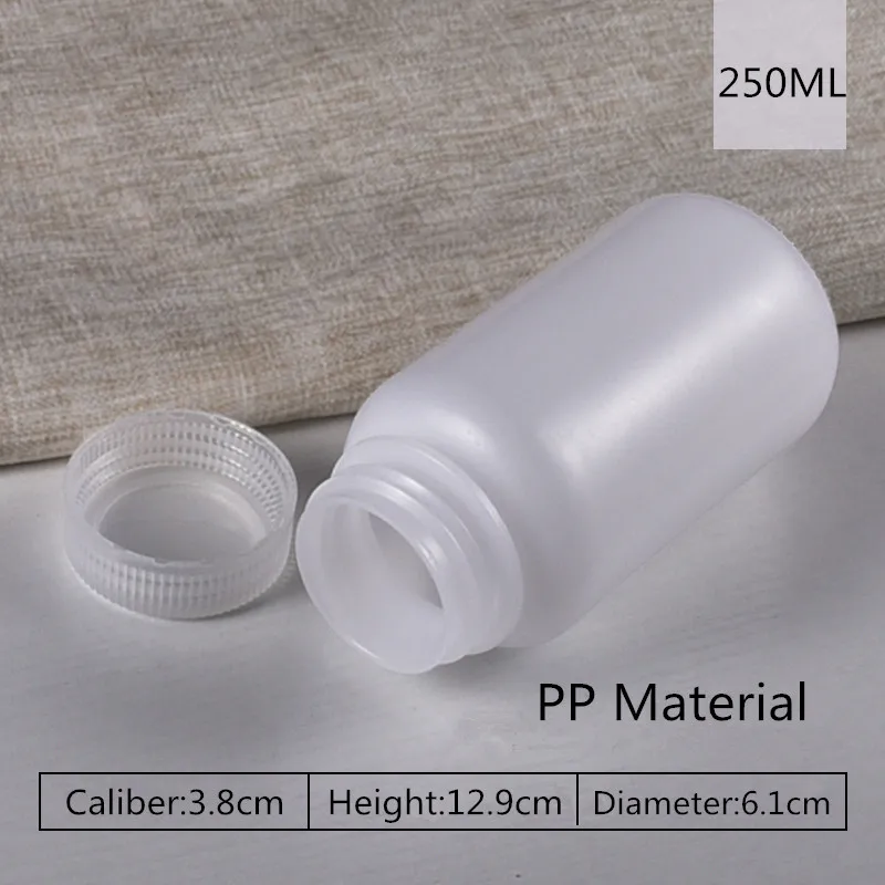 250ML translucent 2 шт./лот многоразовые пластиковые бутылки с широким горлышком с винтовой крышкой пищевой Полипропиленовый Контейнер 5 мл-500 мл - Цвет: 250ML translucent