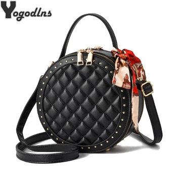 

Fashion Round Messenger Bags For Women 2020 Small Rivet Handbag Bolsa Feminina Ladies PU Leather Crossbody Sac a Main Puese