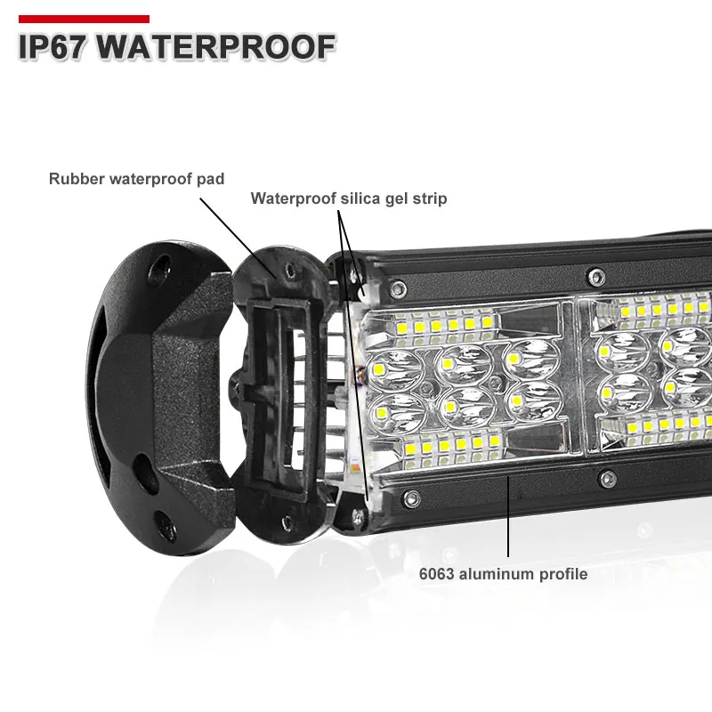 Racbox 7 дюймов светодиодный рабочий свет 60 Вт 36 COB Led бар 4500LM супер яркий для