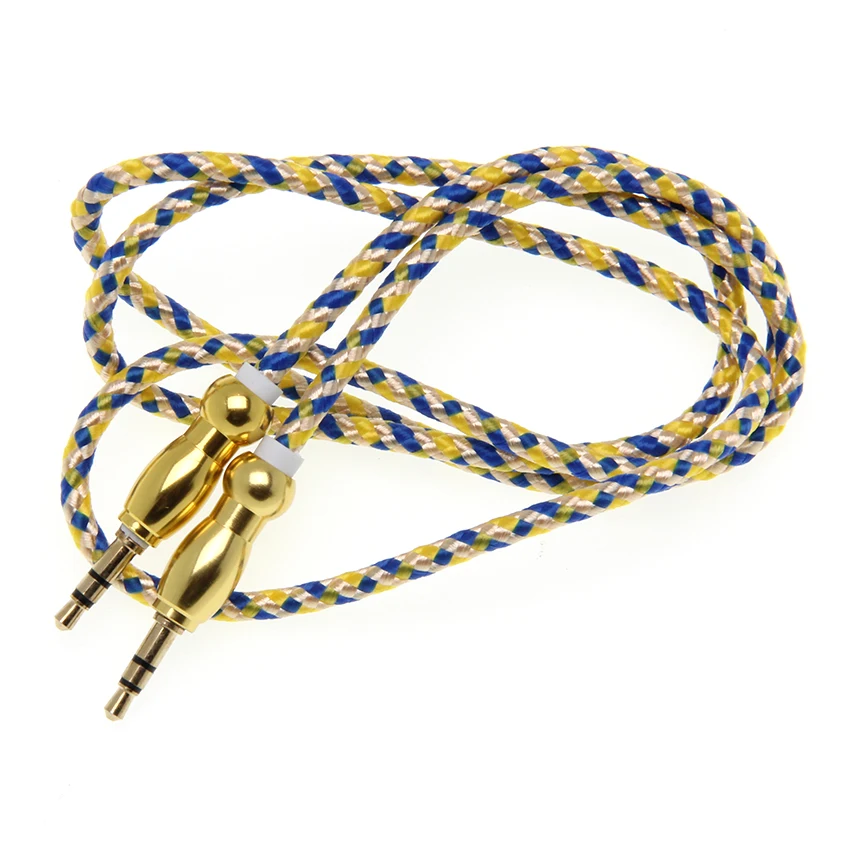 100cm Jack Audio Cable 3 5mm Gold Plug Stereo Aux Cables M M Headphone Cord for iPhone Car Speaker Earphone MP3 4