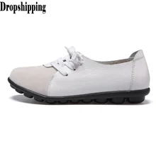Туфли на плоской подошве с круглым носком на шнуровке удобная обувь для медсестры на мягкой подошве в стиле ретро повседневная женская обувь на плоской подошве большого размера# ZB