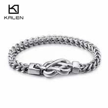 Новинка, китайский бесконечный узел, очаровательный браслет для мужчин, 21,5 см, нержавеющая сталь, звено цепи, дешевый браслет на запястье, ювелирный аксессуар