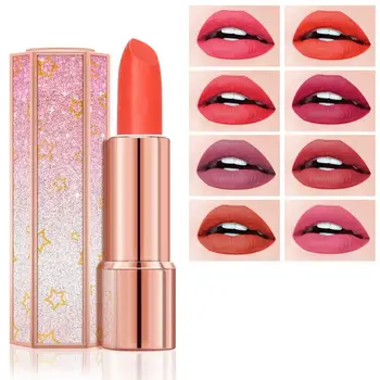 

8 Colors Matte Lipstick Starry Sky Starlight Moisturizing Waterproof Long Lasting Pigmented Lip Gloss Makeup Cosmetic X7JA