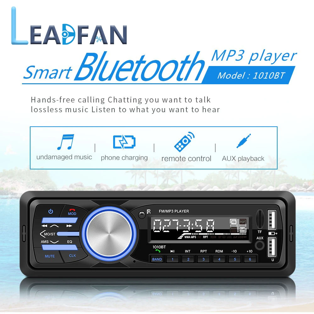 Leadfan 12 В Автомобильная Радио автомобильная стереосистема Bluetooth In-dash 1 Din FM Aux вход