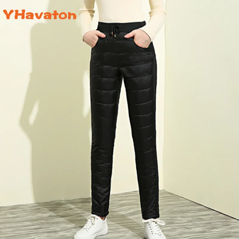 

Warm Pants For Women Waist High Woman Trousers Duck Down Winter Pants Women's Classic Skinny Plus Size Womens Trousers Female