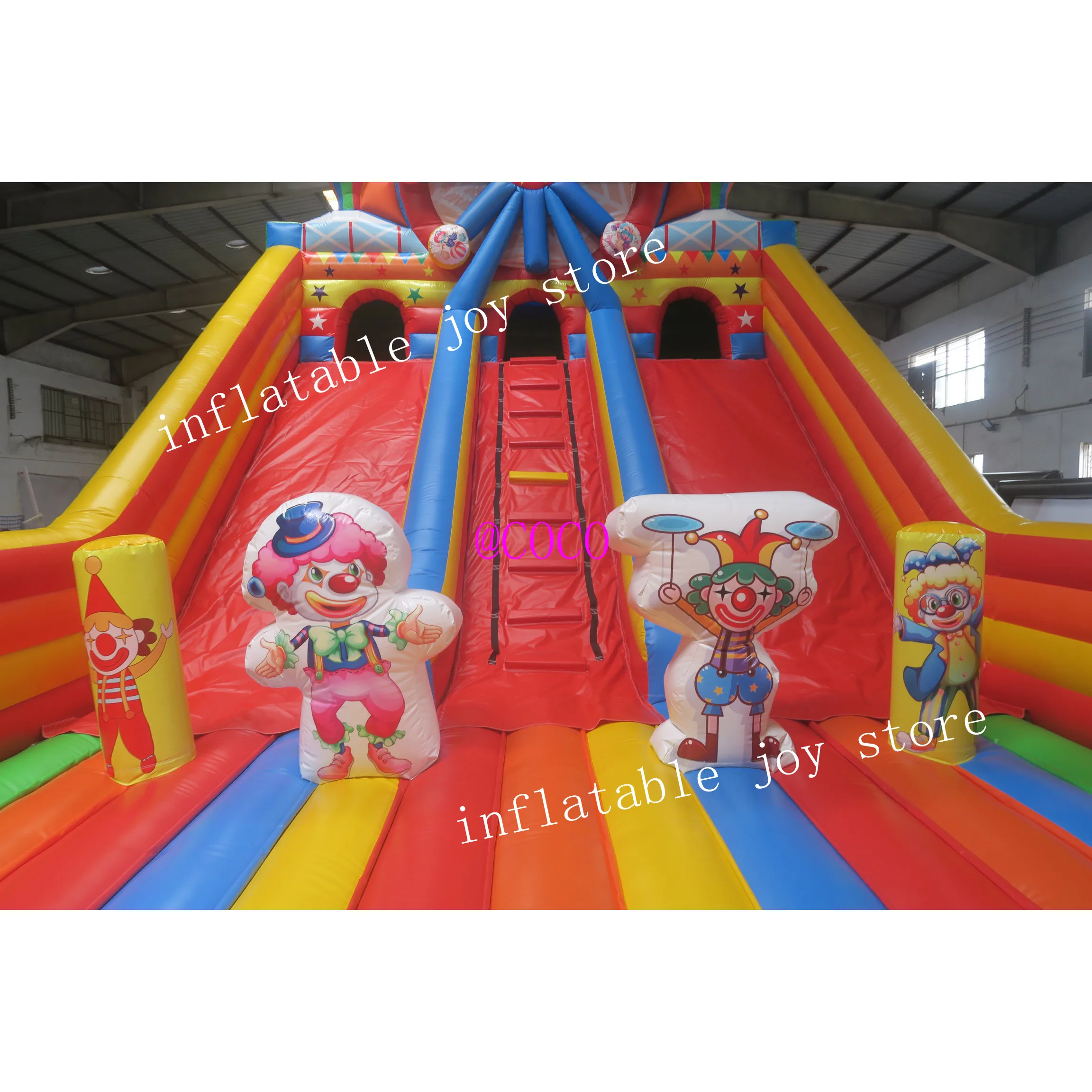 sea shipment,Clown theme inflatable slide,commercial circus bouncy castle bouncer slide funny playground 6