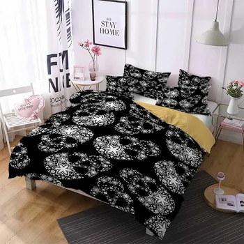 

Skull Bedding Set 2/3 Piece Gothic Bed Linen Set with Pillowcase Single Double Full Queen King Size Quilt Cover Home Textiles