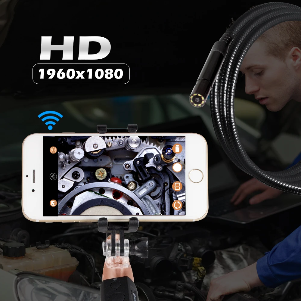 KERUI F110 Водонепроницаемый 1080P ручной WIFI1M 3 м кабель 8 мм эндоскоп