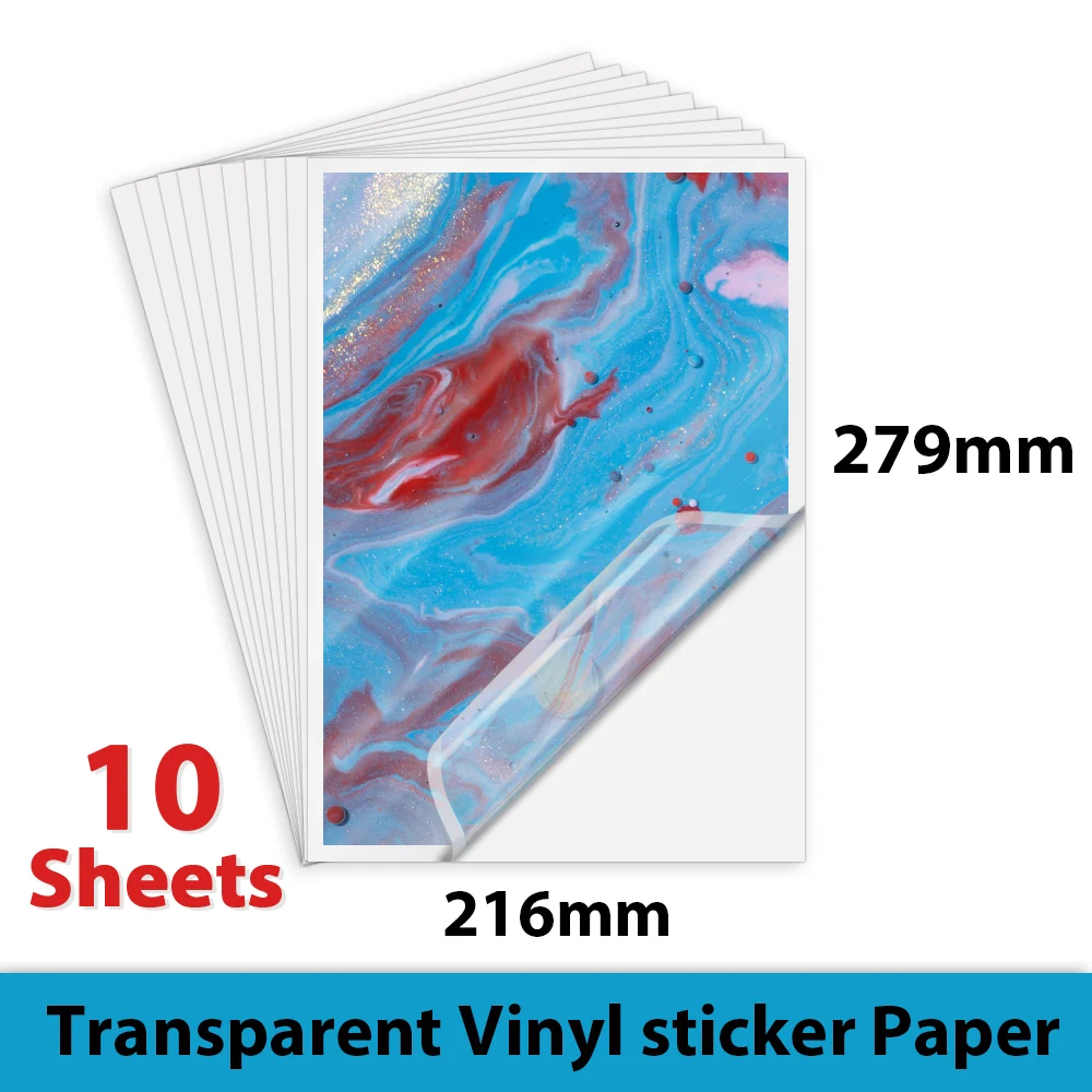 10/30/50/100Sheets A4 Transparent Printable Vinyl Sticker Paper Waterproof  Self-Adhesive paper for For Inkjet Printer DIY Label