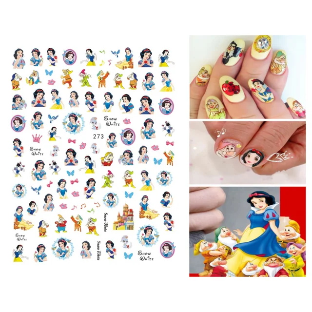 1PCS Disney Cartoon Anime Collection Star Design Nail Sticker Mickey Mouse Donald Duck Lion King Mermaid Stitch Nail Slider WG273