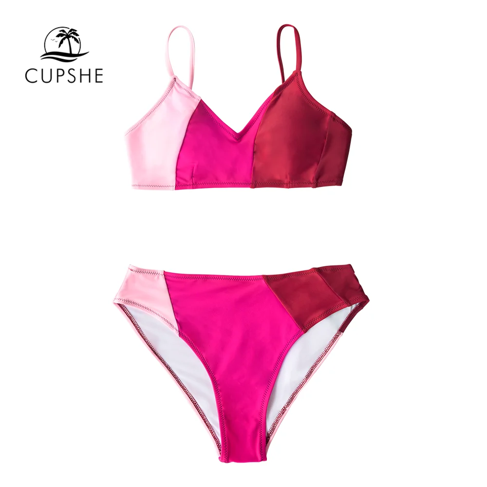 CUPSHE Berry Reds цветной пикантный комплект бикини женские купальные костюмы купальник