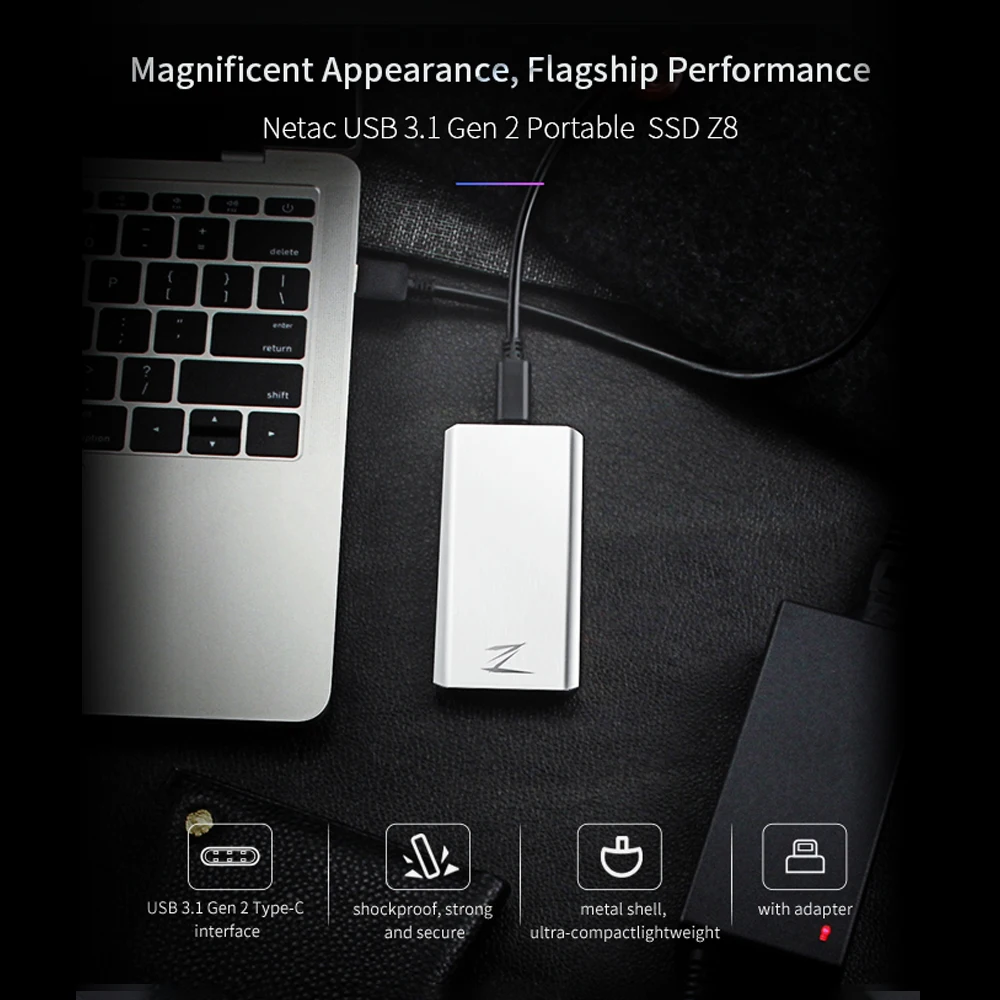 Netac 512GB 1 ТБ type-c USB 3,1 Портативный твердотельный диск Z8 PSSD ударопрочный диск Gen 2 высокая скорость