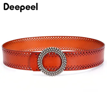 

Deepeel 1pc 5cm*100cm Women Hollow Vintage Belt Metal Round Smooth Buckle Decorative Elegant Ladies Girdle for Dress Jeans YB629