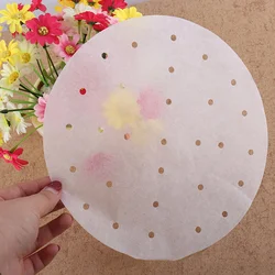Doublures rondes en papier pour cuiseur vapeur, parchemin perforé adapté à la friteuse à Air, panier de cuisson à vapeur, légumes Dim Sum, 100 pièces/ensemble 