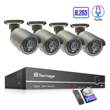 Techage 4CH 1080P h.265 POE камера NVR система 2mp Аудио Звук CCTV комплект видеонаблюдения Всепогодный видео домашний комплект безопасности 2 ТБ HDD