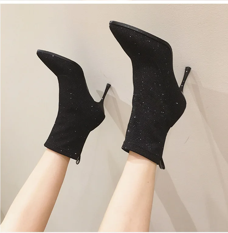 Pointy Boot Women's Boots Autumn Shoes Booties Ladies Boots-women Lace Up Winter Footwear Pointe Mid Calf High Heel Mid-Cal