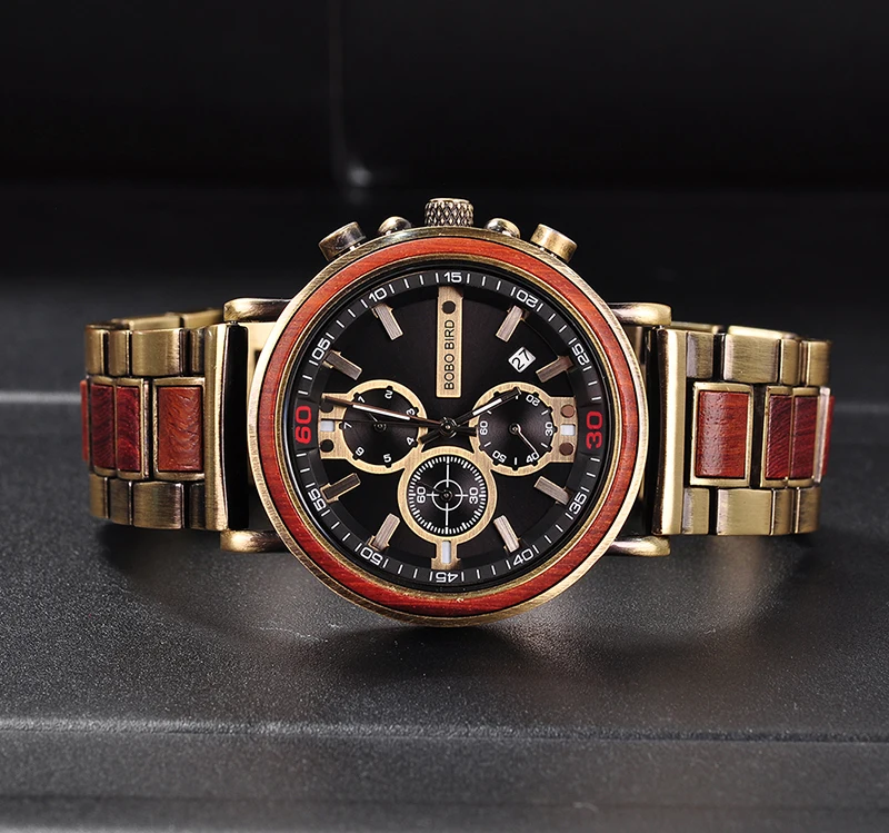 Relojes hombre BOBOBIRD мужские деревянные часы с хронографом Роскошные Кварцевые наручные часы с подарочной коробкой reloj hombre V-T07