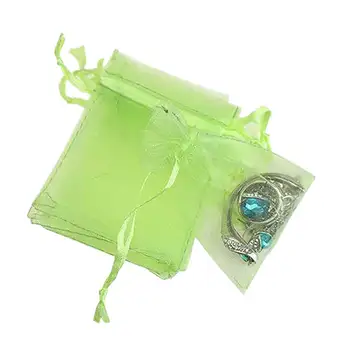 

100PCS Transparent Plain Organza Bag Drawstring Jewelry Gift Bag Wedding Party Candy Bag