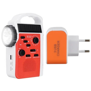 

Tripping 3.1A USB Charger AC Adapter/ Charger/ EU Plug Orange & AM/FM Bluetooth Solar Hand Crank Dynamo Outdoor Radio