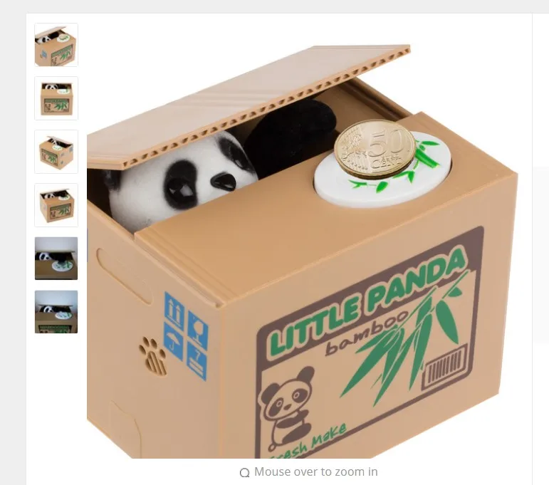 LIANGRAN Panda Cat Thief Money Boxes Toy Piggy Banks Gift Kids Money Boxes Automatic Stole Coin Piggy Bank Money Saving Box,Panda