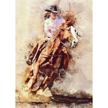 

5D DIY Diamond Painting Horseback riding woman ,Cowgirl Full Diamond Embroidery Cross Stitch Mosaic Home Decor Needlework Gift
