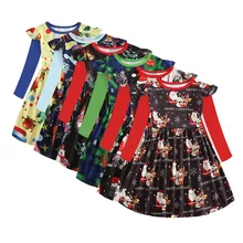 Рождественское платье детский праздничный костюм Санта-Клауса подарок для детей возрастом от 3 до 8 лет, повседневная детская зимняя Праздничная Новогодняя одежда для девочек с изображением снеговика