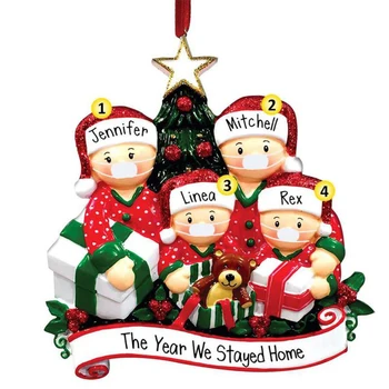 

DIY Christmas Tree Ornament 2020 Quarantine Family Xmas Lockdown Decoration Decorations Masked Hand-Washed Tree Hanging Pendants