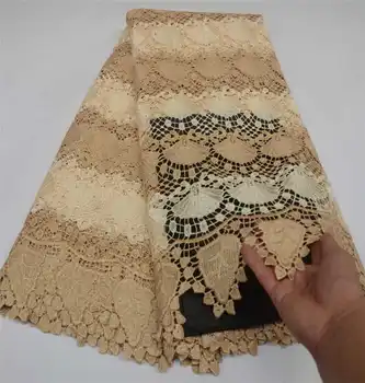 

Hot sales 2019latest lace fabric African Guipure cord lace with stones fabric For Christmas Wedding Dresses Win277r Gold