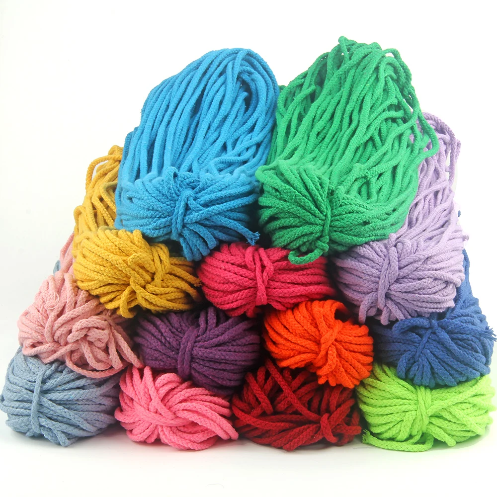 5mm DIY Accessories Braided Round Cotton Cord Cotton Rope Clothing Draw String Twisted Rope 10meters/pc