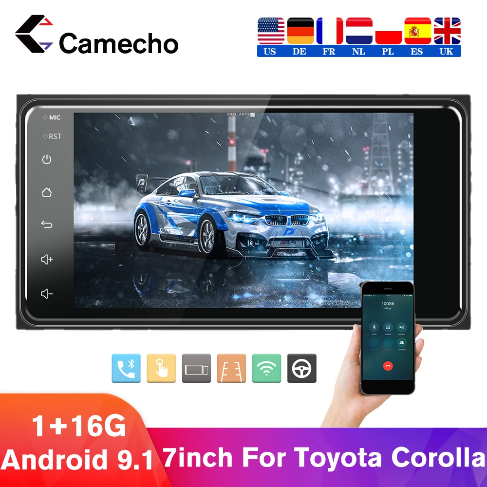 

Camecho Auto Radio Stereo Android 8.1 Car Multimedia Player 2Din GPS Car Radios Bluetooth AUX USB Auto Audio For Toyota Corolla