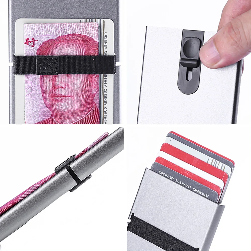 Анти кредитная карта, RFID держатель коробка для мужчин бизнес ID карты Кошелек из искусственной кожи Автоматический Футляр для карт алюминиевые кошельки унисекс для женщин