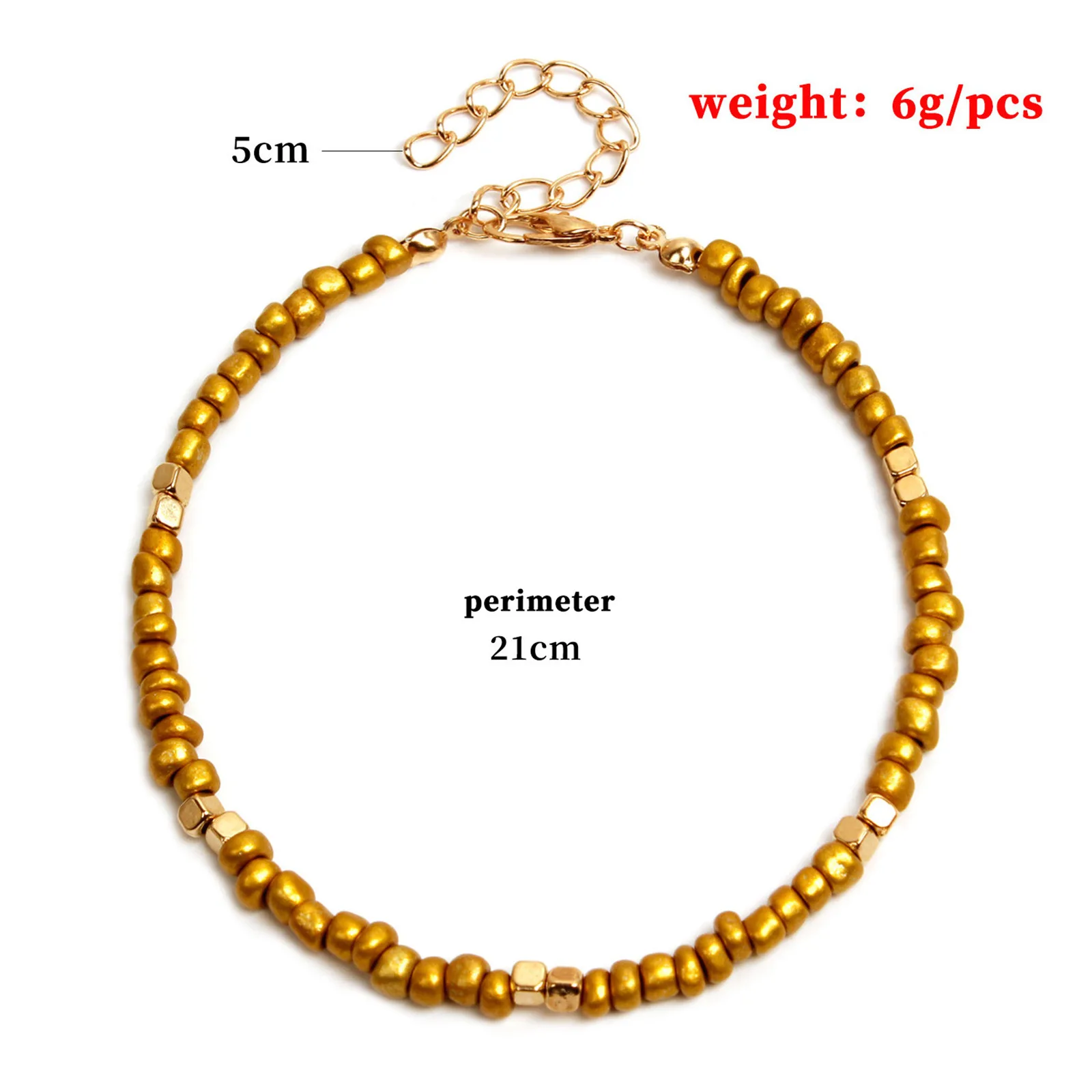 Beads Anklet Bohemian Colorful Glass Beaded Anklet For Women Handmade 21cm 1 Piece