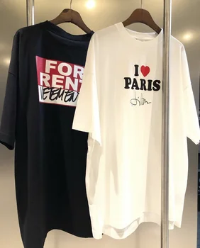 

Spring Summer 2020 Vetements I Love Paris T Shirts Tees Men Women For Rent Printed Hiphop Oversized Men Casual Cotton T Shirt