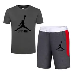 2019 новая футболка + шорты наборы мужские летние костюмы с принтом Джордан повседневная мужская футболка спортивные костюмы брендовая