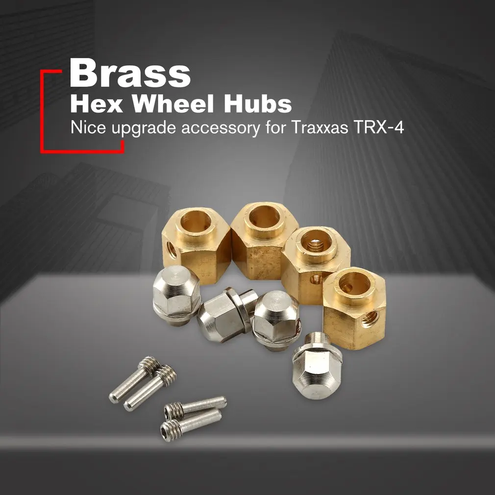 

Brass Hex Wheel Hub Simulation Model Crawler Upgrade Accessory Brass Hex Wheel Hub for Traxxas TRX-4 RC Car