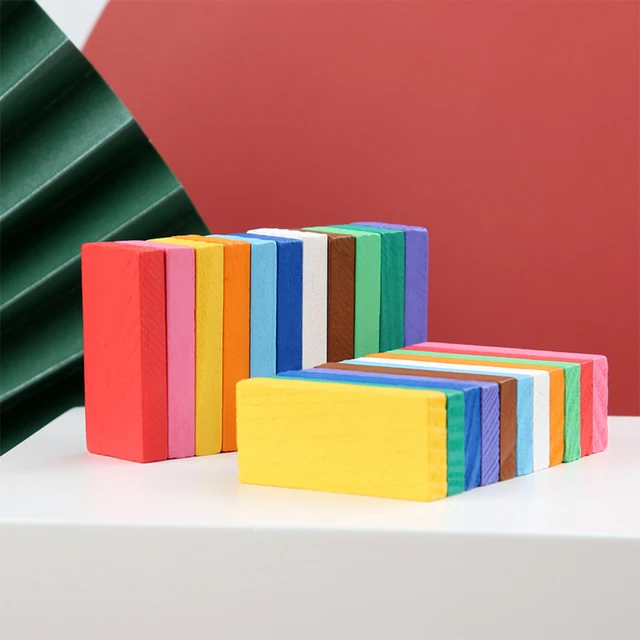 Domino Accessories Organ Block Bricks Colorful Wooden Games Institution Montessori Educational Toys for Kids Birthday Gift 5
