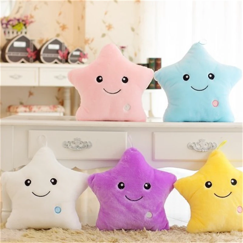 Stuffed Toys Lovely Luminous Star Hear Plush Pillow Glow in the dark Plush Toys Soft Toys Birthday Gift Christmas Gift 35cm