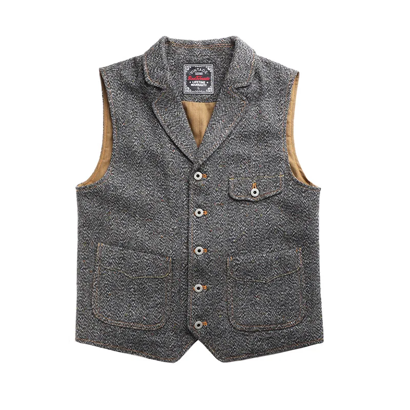 60% OFF MJ-0008 Read Description! Asian size vintage 65% wool vest 560 GSM mens casual tweed vest