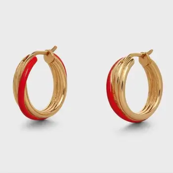 

Timeless Wonder Brass Enamel Geo Circle Drop Earrings Women Jewelry Punk Statement Gothic Boho Designer Ins Trendy Red Blue 2512