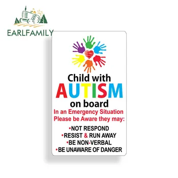 

EARLFAMILY 13cm x 7.8cm Autistic Sticker Child on Board Autism Awareness Window Bumper Trunk Car Safety Rescue Graphics