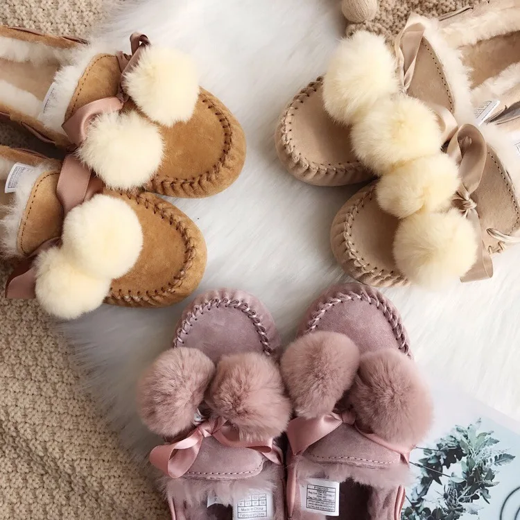 

Guangzhou Snow Boots 2019 Winter New Style WOMEN'S Genuine Leather Shoes Sheep Fur Snow Boots Snow Boots Loafer Shoes Cotton