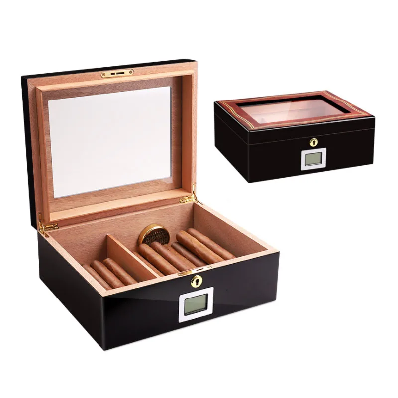 Новое прибытие горячий кедр деревянная сигара humidor верхнее стекло две части