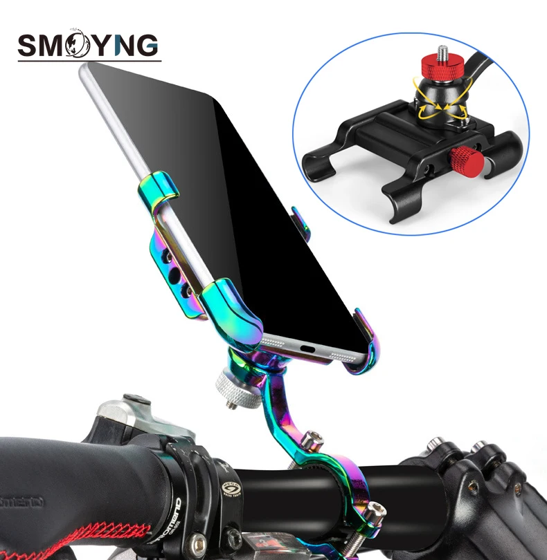 

SMOYNG Aluminum Alloy Colorful Bicycle Motorcycle Phone Mount Holder Bracket Adjustable Support For iPhone Xiaomi Bike Handlebar