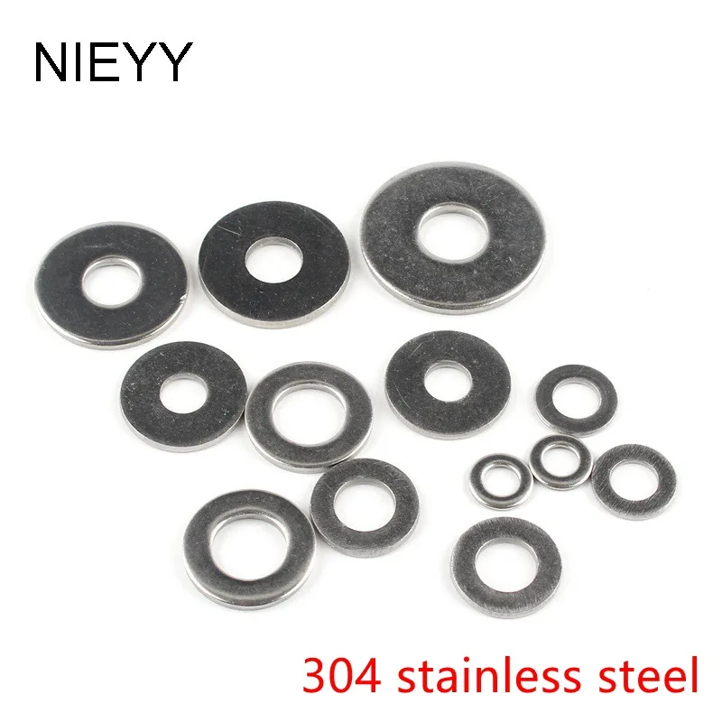 

5/10/50/100pcs GB97 M1.6 M2 M2.5 M3 M3.5 M4 M5 M6 M8 M10 M12 304 Stainless Steel Flat Washer Large Gasket Meson Ring For Bolt