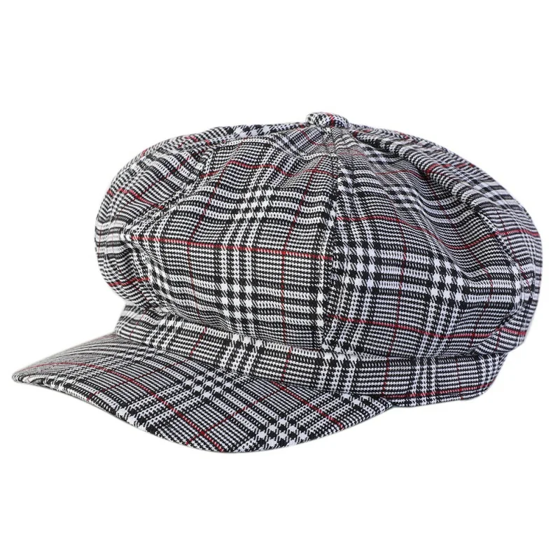 British Retro Lattice Octagonal Cap Painter Hat Bucket Hats Men Women Hunting Fishing Outdoor Cap Fisherman Climbing Hat