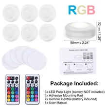 Сенсорный датчик светодиодный светильник для шкафов RGB теплый белый Светодиодный прожектор для шкафа лестницы шкафа ночной Светильник пульт дистанционного управления 6 шт