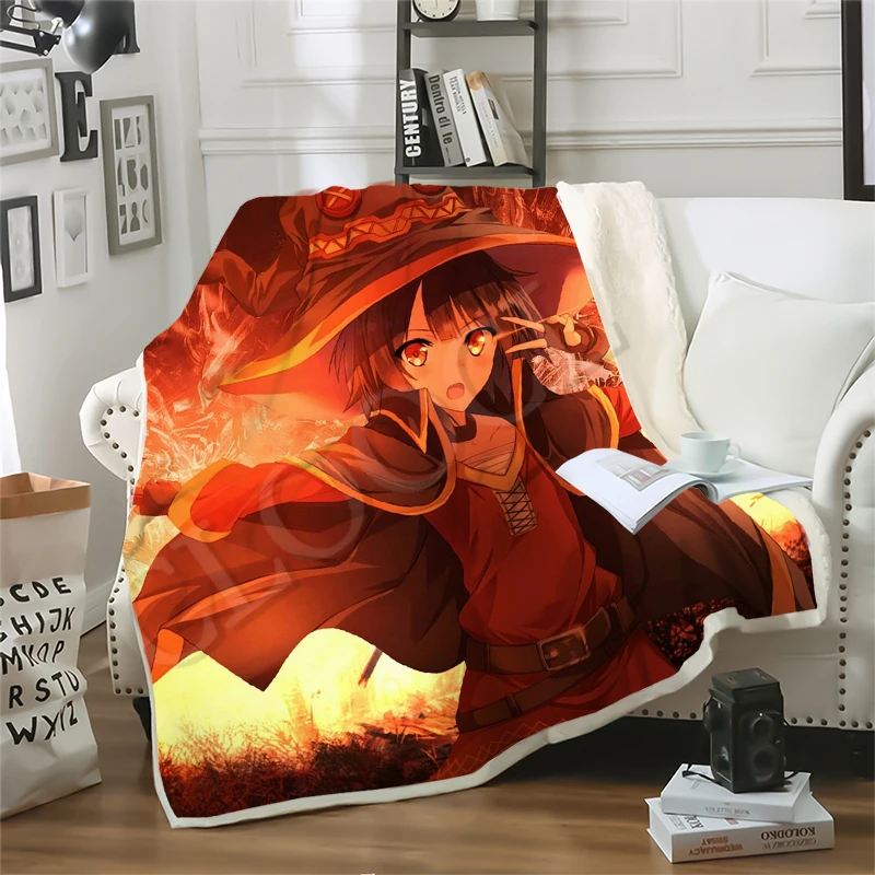 Anime Girl Megumin Konosuba Blankets 3D Print Fashion Sofa Travel Youth Bedding Throw Blankets Sofa Bedspread for Plush Quilt