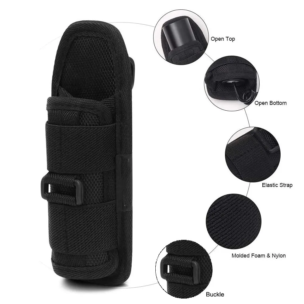 360 Degrees Rotatable Nylon Flashlight Holster Torch Pouch Cover Case X3L3 